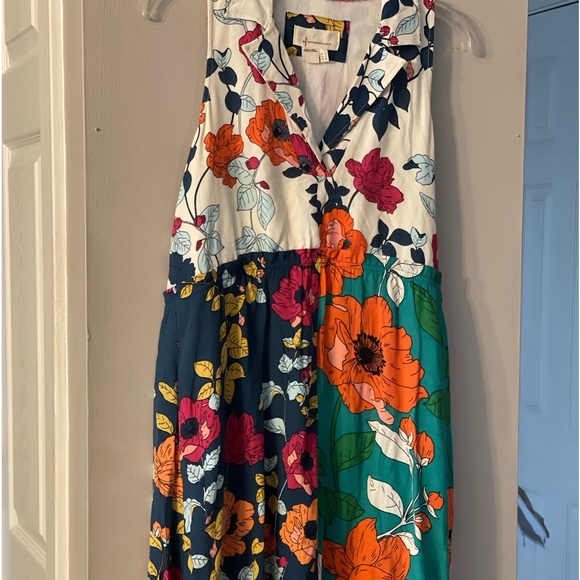 Anthropologie Dresses & Skirts - By Anthropologie Sleevless Dress Floral Print Pink Teal Boho Cottage core Sz 2